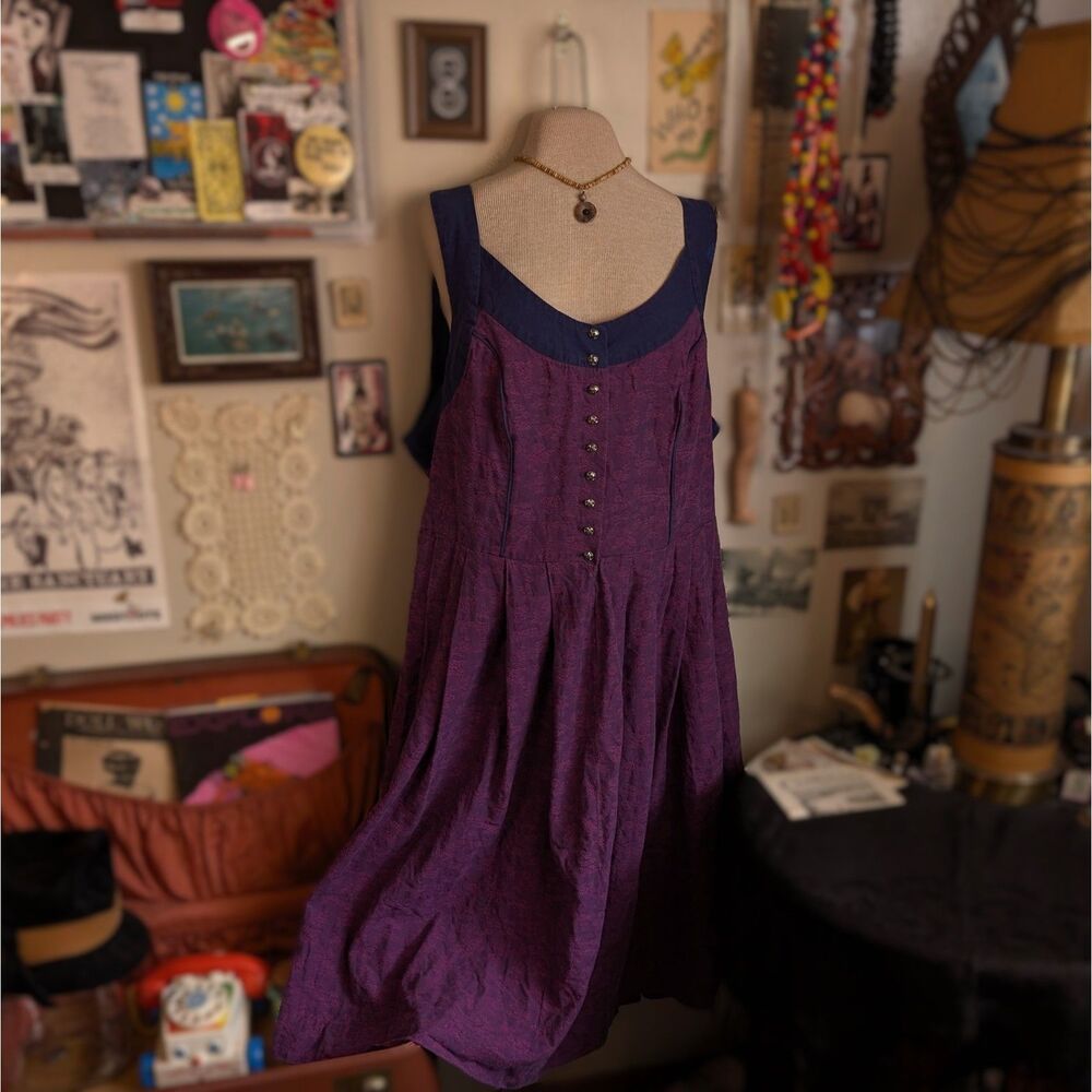 Vintage German Dirndl Midi Dress Women's XL/1X Purple
